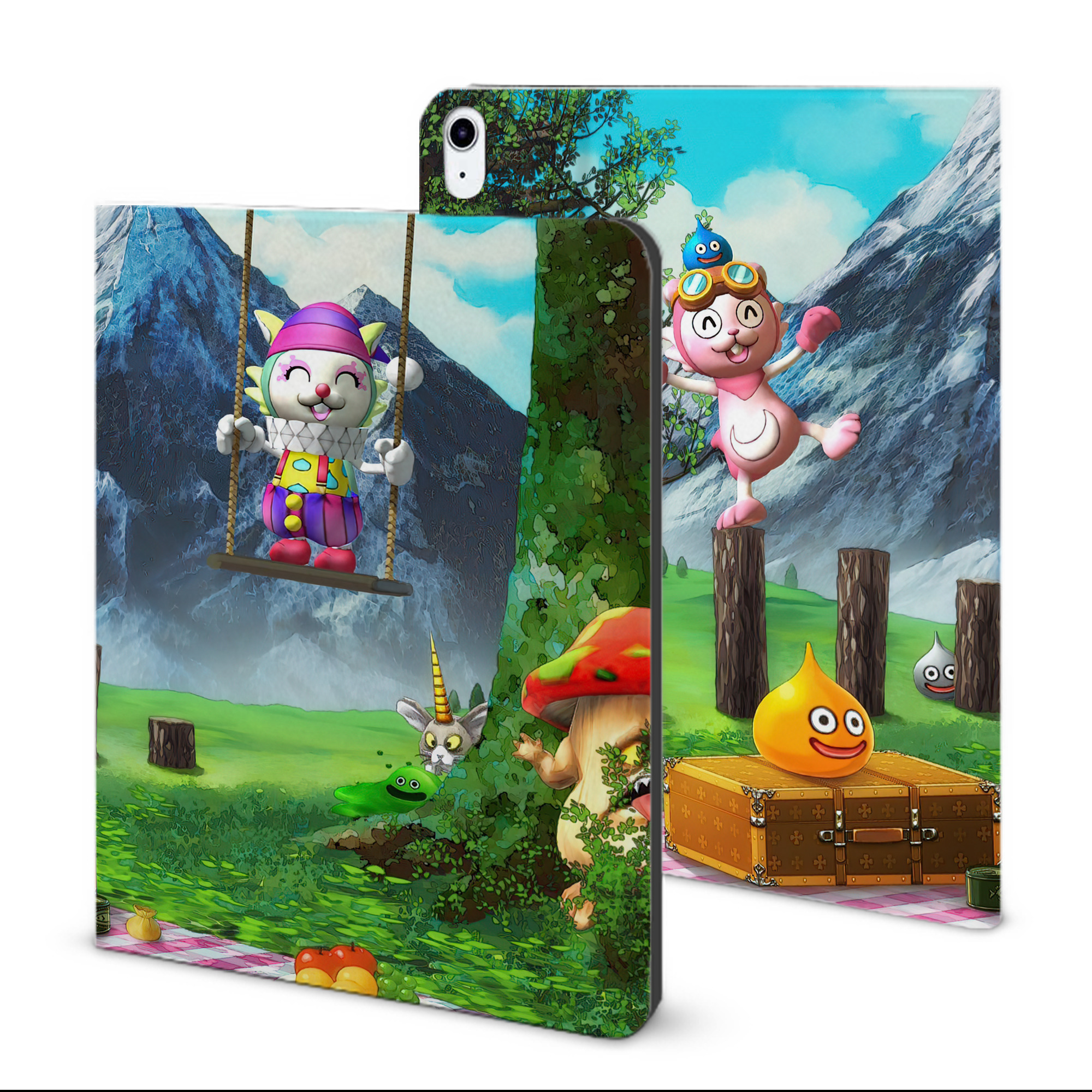 （画像用） ドラゴンクエスト Doragon Kuesuto Dragon Quest IPad ケース ブック型 PUレザー TPU 耐衝撃 軽量 薄型 ペン収納なし 全面保護 IPad 各モデル対応